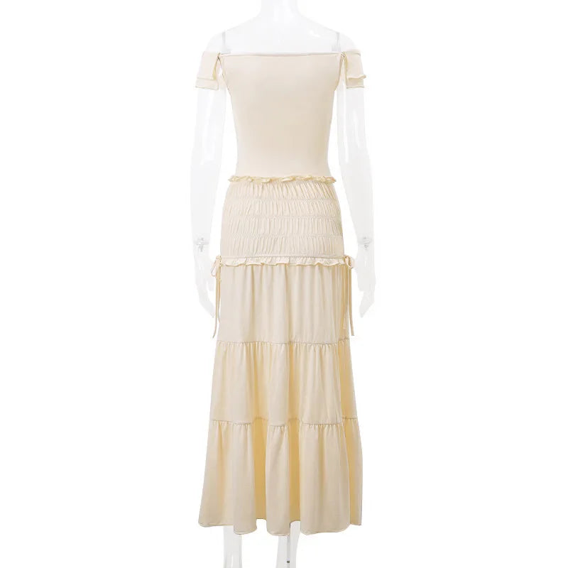 2 Piece Set Women Vacation Ruffle Beach Holiday Outfits - MERGE.DAY.1.FREESTYLE