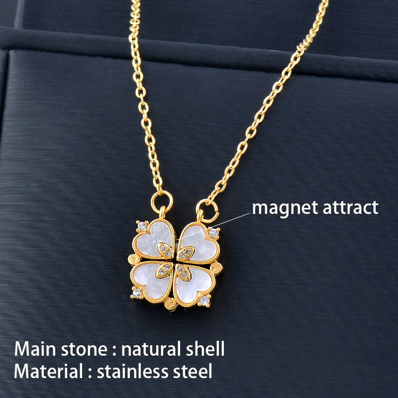 Trendy Flower Magnetic Attract Together Pendant Necklace - MERGE.DAY.1.FREESTYLE