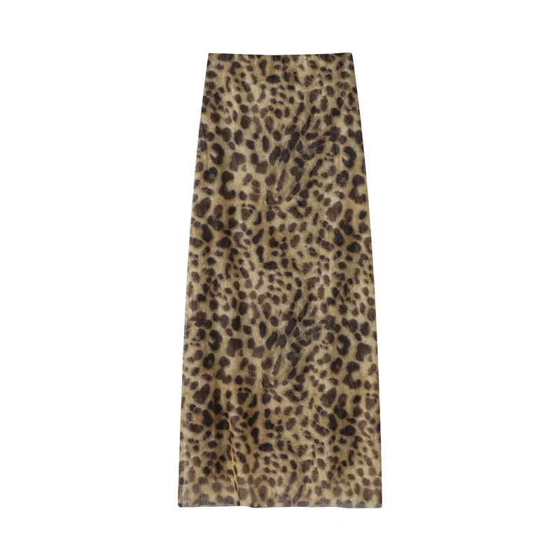 Leopard Print Wrapped Suit Backless Sleeveless Tops Skirts - MERGE.DAY.1.FREESTYLE