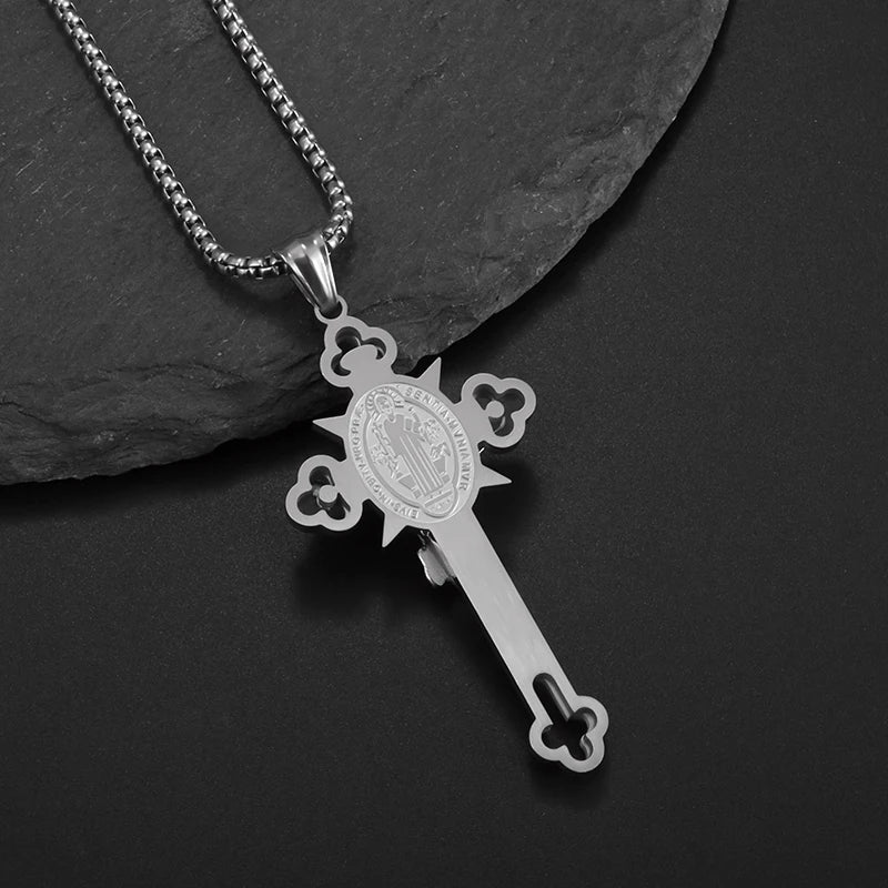 Saint St. Benedict Jesus Cross Pendant Necklace Christian Catholic Amulet - MERGE.DAY.1.FREESTYLE