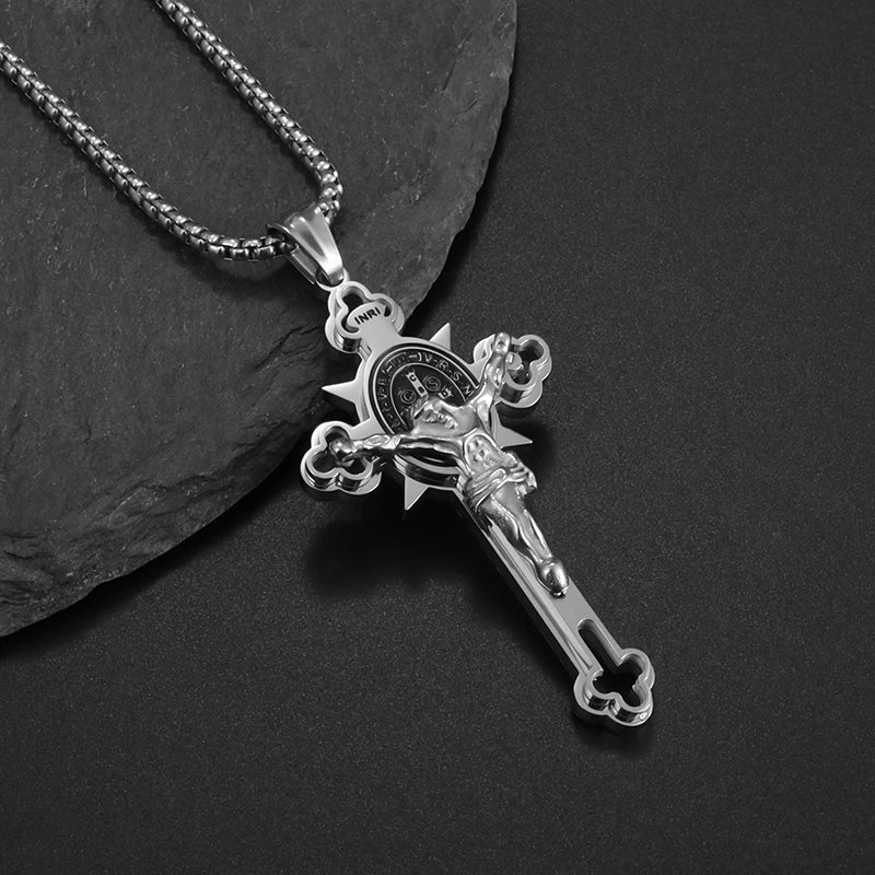 Saint St. Benedict Jesus Cross Pendant Necklace Christian Catholic Amulet - MERGE.DAY.1.FREESTYLE