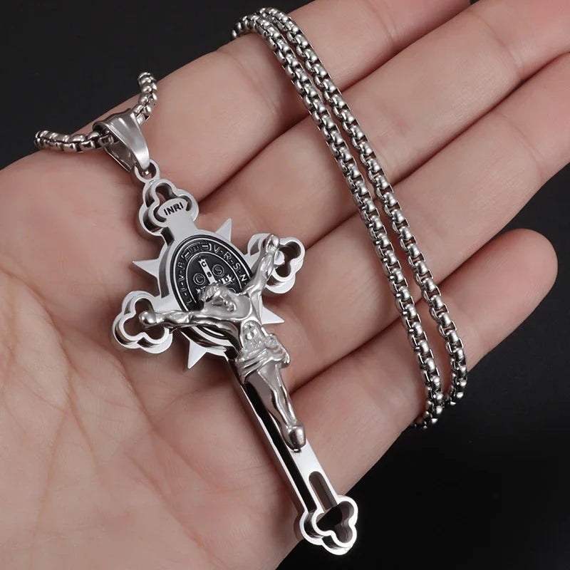Saint St. Benedict Jesus Cross Pendant Necklace Christian Catholic Amulet - MERGE.DAY.1.FREESTYLE