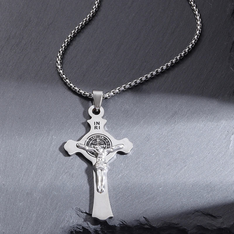 Saint St. Benedict Jesus Cross Pendant Necklace Christian Catholic Amulet - MERGE.DAY.1.FREESTYLE