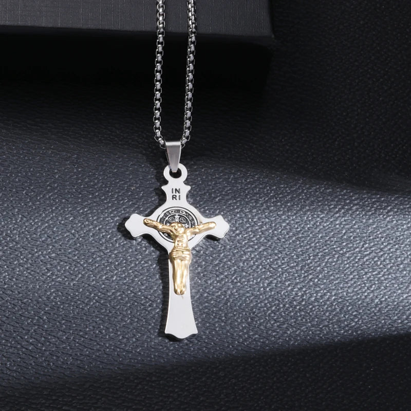 Saint St. Benedict Jesus Cross Pendant Necklace Christian Catholic Amulet - MERGE.DAY.1.FREESTYLE