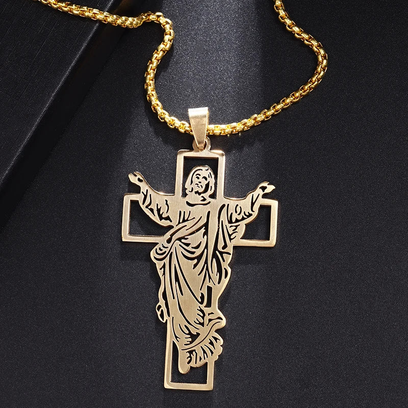 Saint St. Benedict Jesus Cross Pendant Necklace Christian Catholic Amulet - MERGE.DAY.1.FREESTYLE