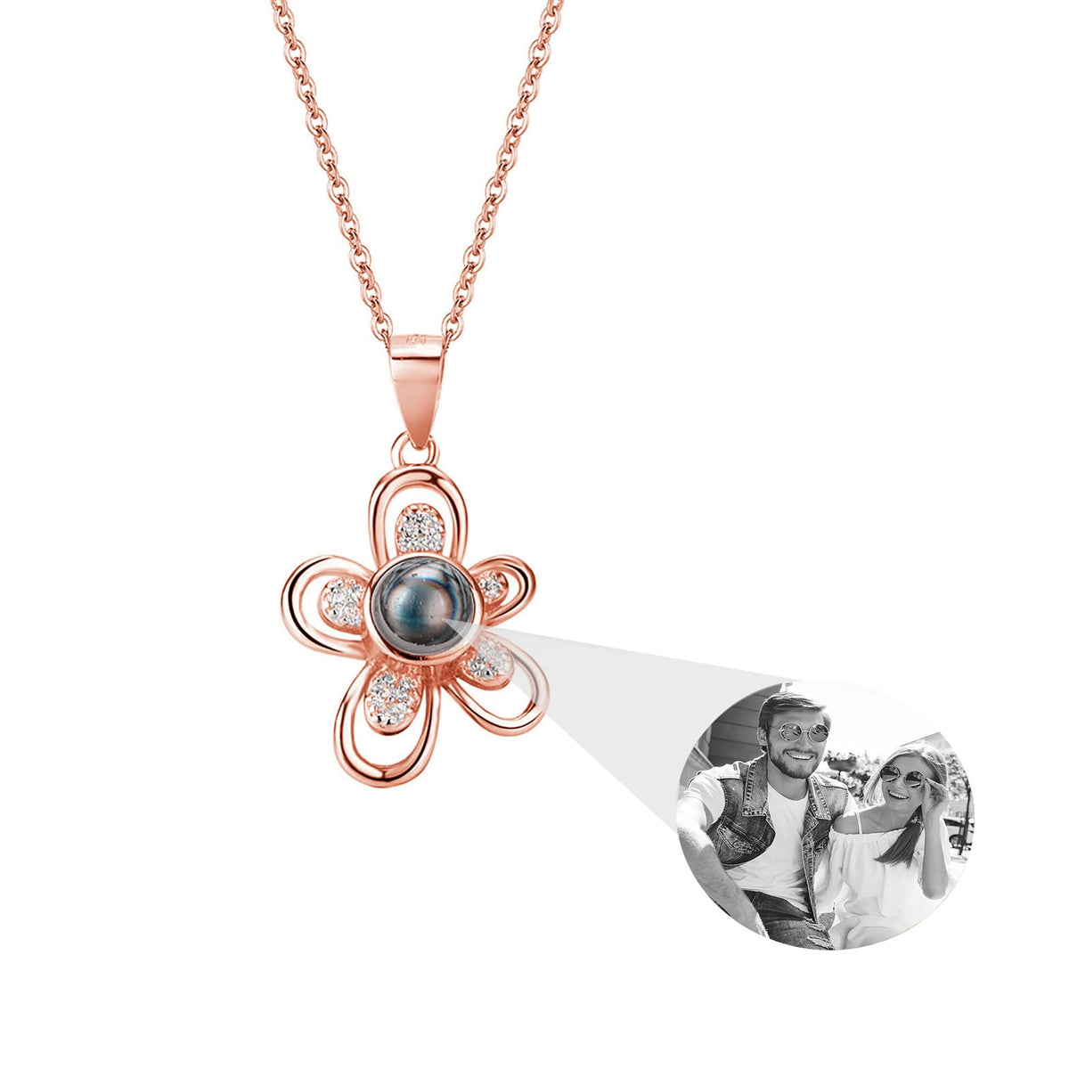 Flowers that can be customized for photos Projection Necklace Pendant Jewelry - MERGE.DAY.1.FREESTYLE