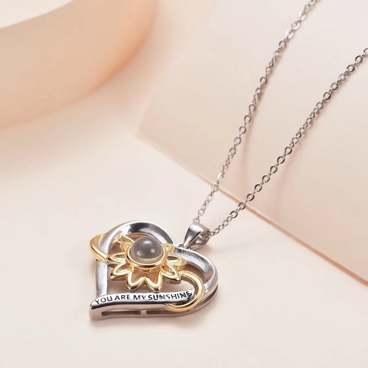 Customized photo of sunflower love Projection Necklace 100 Languages Pendant Jewelry - MERGE.DAY.1.FREESTYLE