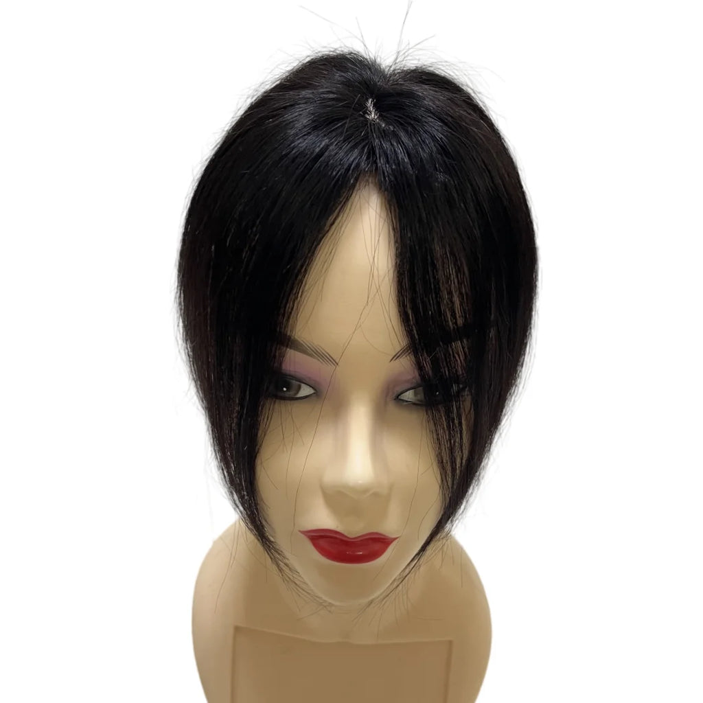 25cm Clip In Natural Human Hair Topper For Women Bangs Fringe Hair Pieces Middle Part Brazilian Hairpiece Add Hair Volume - MERGE.DAY.1.FREESTYLE