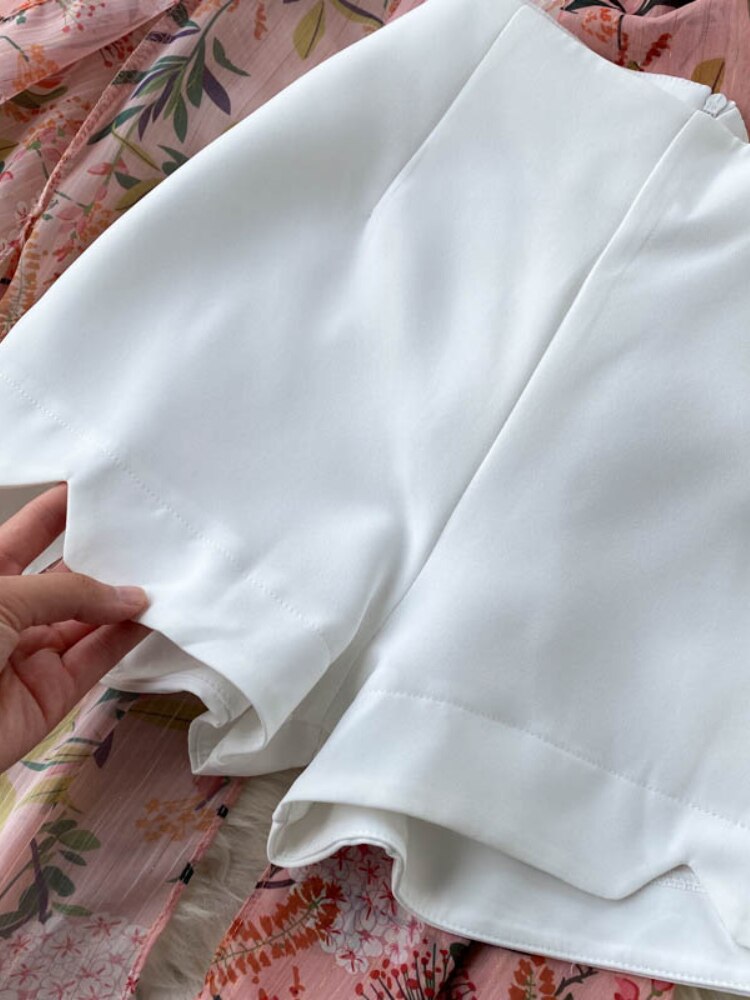 Women Casual Two Piece Set Long Sleeve V Neck Asymmetrical Chiffon Shirt - MERGE.DAY.1.FREESTYLE