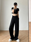 Casual Baggy Trousers Women Summer High-Waist Pants Loose Straight Mopping Pants - MERGE.DAY.1.FREESTYLE