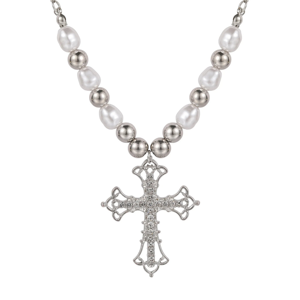 pearl cross necklace Pendant - MERGE.DAY.1.FREESTYLE