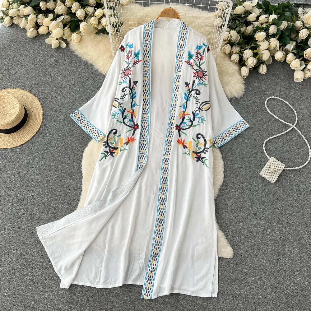 Retro Embroidery Sun Protection Shirt Chiffon Long Streetwear - MERGE.DAY.1.FREESTYLE