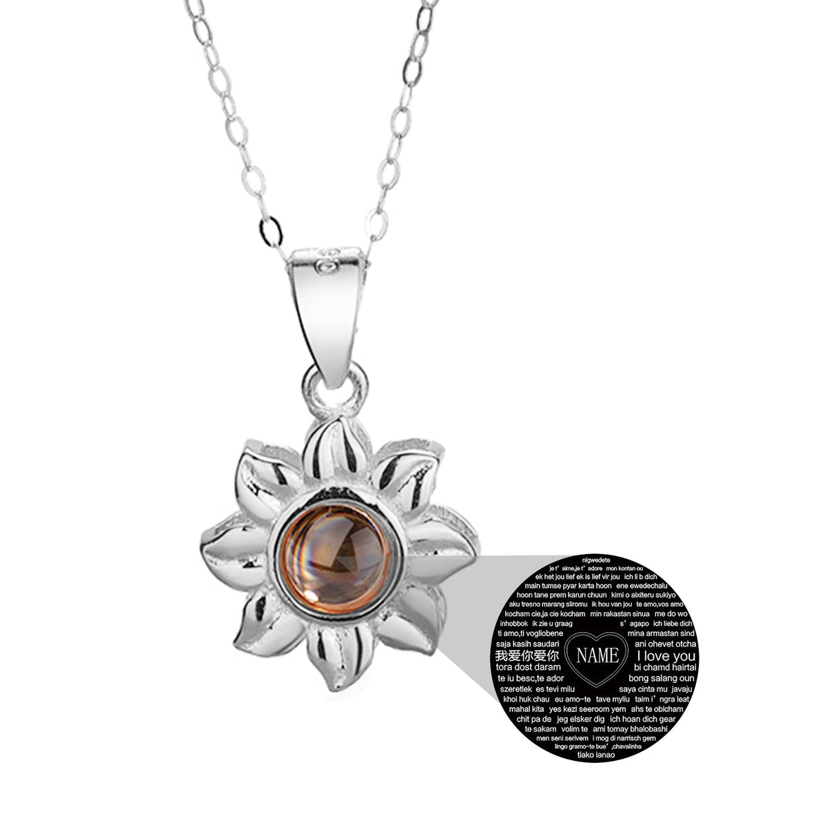 Custom SunFlower Projection Necklace Personalized Lover Keepsake Jewelry - MERGE.DAY.1.FREESTYLE
