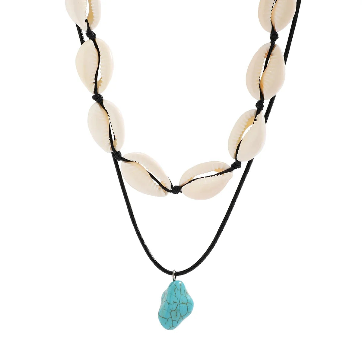 Summer Shell Choker With Stone Pendant Necklace - MERGE.DAY.1.FREESTYLE
