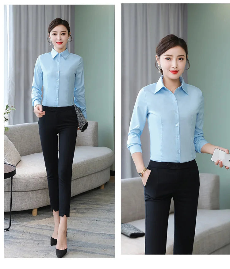Polyester Cotton Shirts for Women Long Sleeve Blouse - MERGE.DAY.1.FREESTYLE