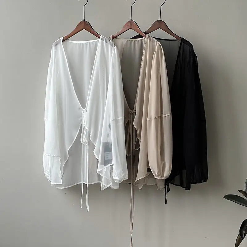 Women High Street Casual Lacing Button Cardigan Elegant All-match Top - MERGE.DAY.1.FREESTYLE