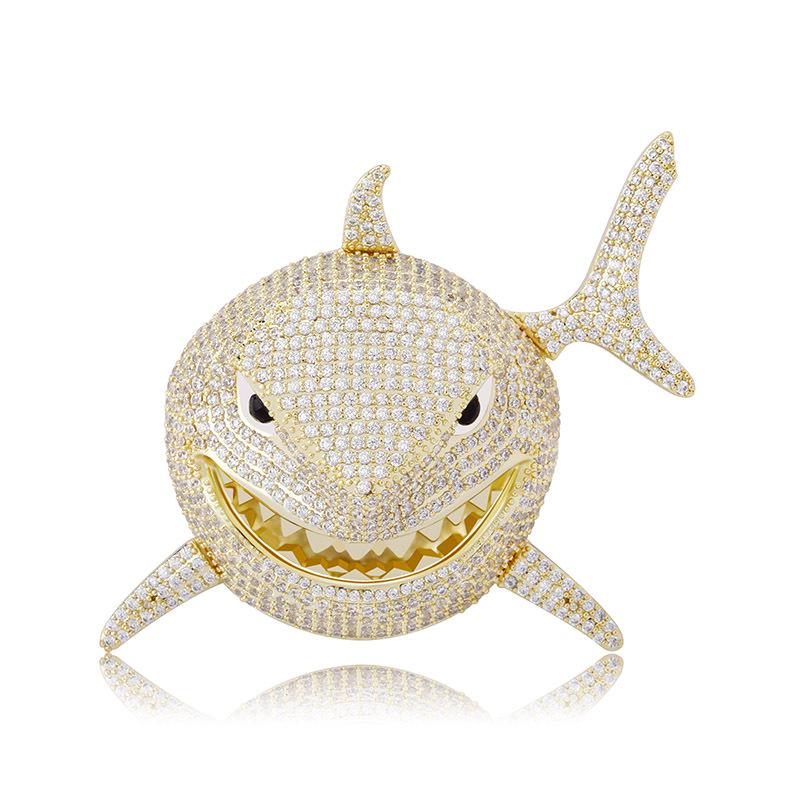 Hip Hop Fierce Shark Inlaid Zircon Pendant Charm Trend Necklace - MERGE.DAY.1.FREESTYLE