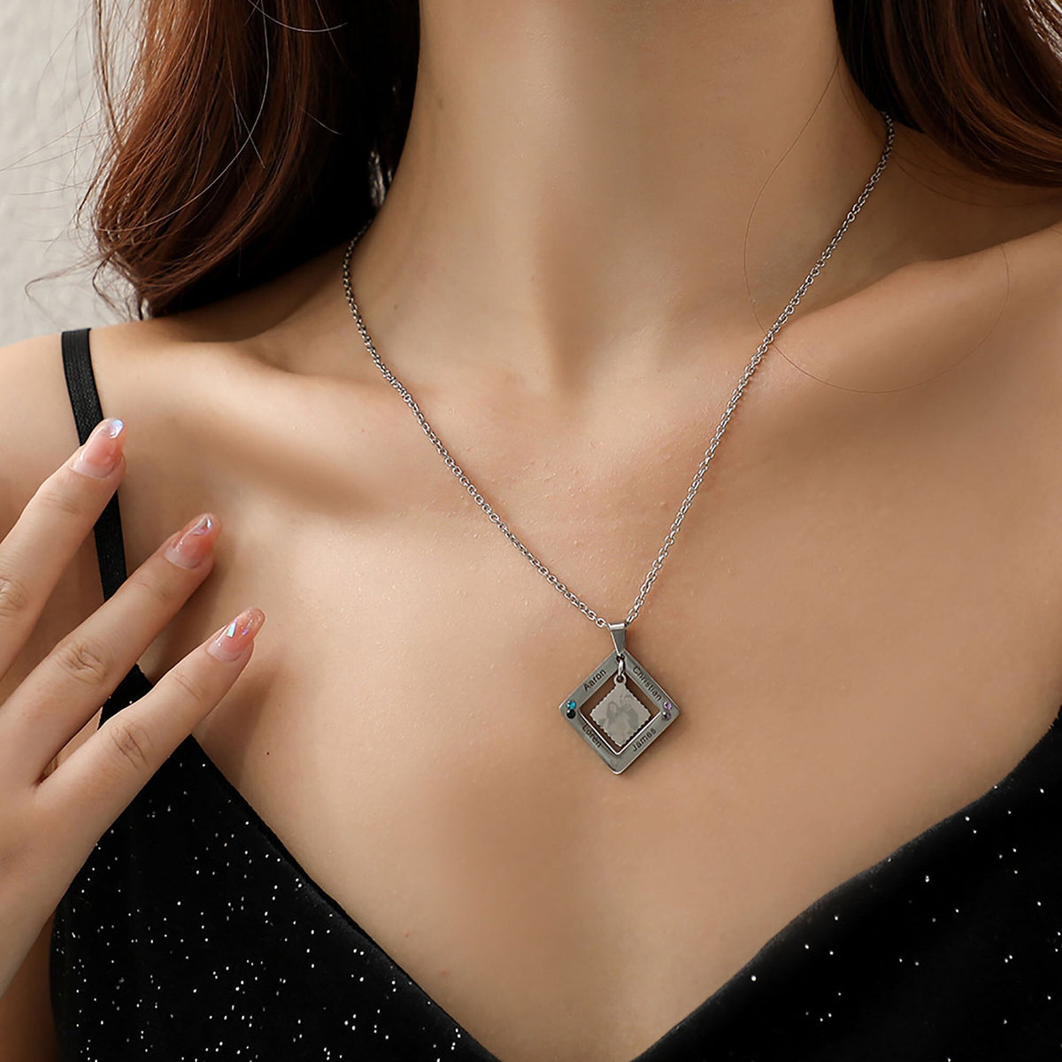 customized photos with birthstone Colorful 12 Birthstone Pendant Necklaces - MERGE.DAY.1.FREESTYLE