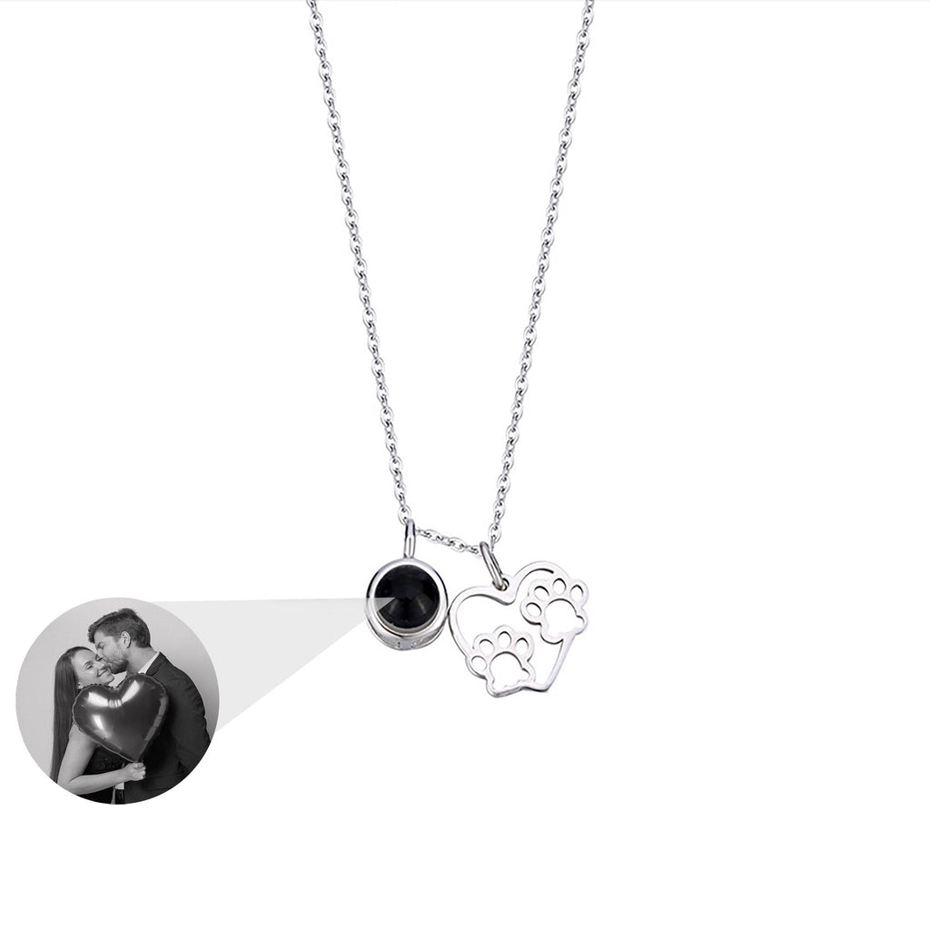 Photo Customizable Love Dog Paw Projection Necklace Pendant Jewelry - MERGE.DAY.1.FREESTYLE
