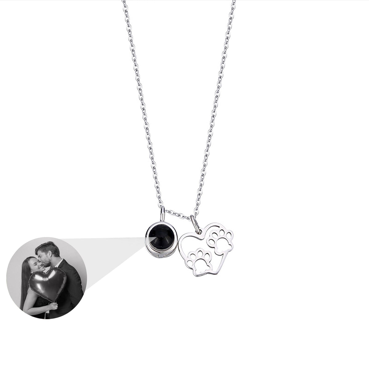 Photo Customizable Love Dog Paw Projection Necklace Pendant Jewelry - MERGE.DAY.1.FREESTYLE