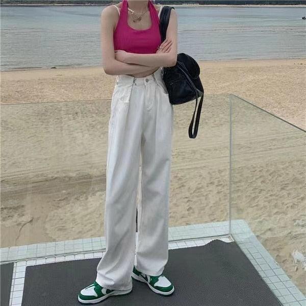 retro hip-hop letter embroidery jeans loose straight-leg pants wide-leg pants for men and women couples - MERGE.DAY.1.FREESTYLE