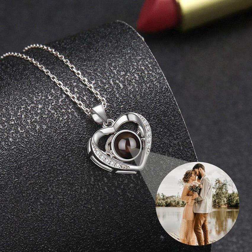 Personalized Heart Picture Necklace for Women Projection Pendant Photo Necklace - MERGE.DAY.1.FREESTYLE