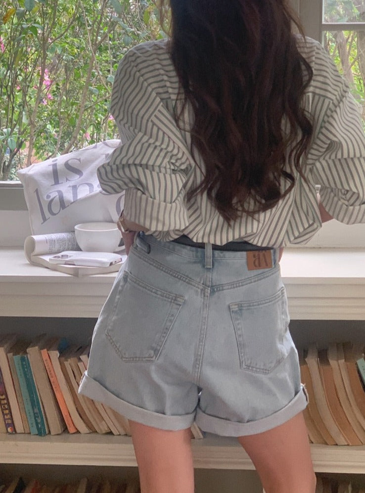 Spring Autumn Striped Blouses Long Sleeve Single-breasted Pocket Women Shirts Tops - MERGE.DAY.1.FREESTYLE