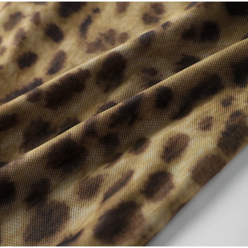 Leopard Print Wrapped Suit Backless Sleeveless Tops Skirts - MERGE.DAY.1.FREESTYLE