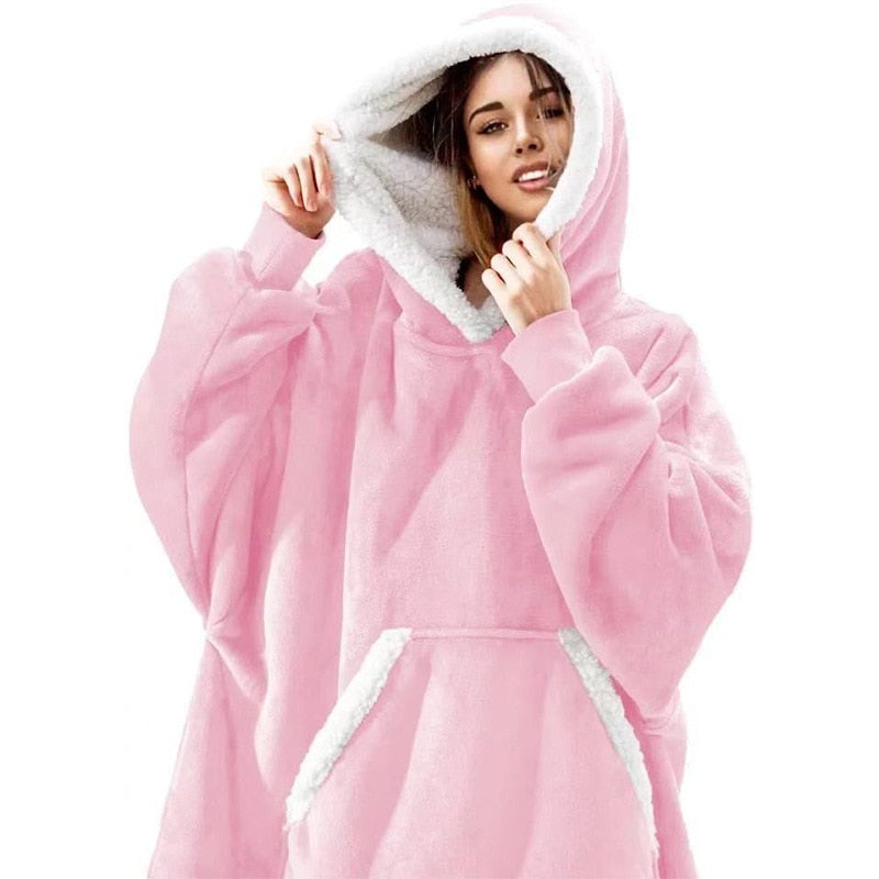 Winter Oversized Hoodies Women Giant Hoody Flannel Fleece Wearable Blanket - MERGE.DAY.1.FREESTYLE
