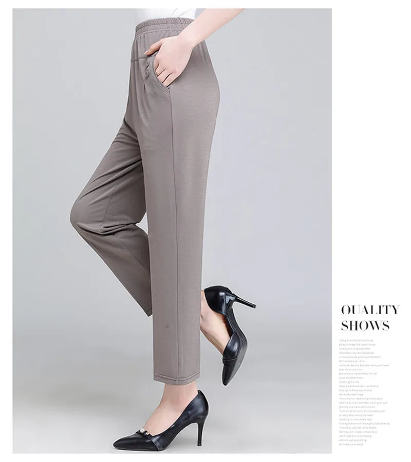 Spring Summer Pants Thin Elastic Waist Loose Cotton - MERGE.DAY.1.FREESTYLE