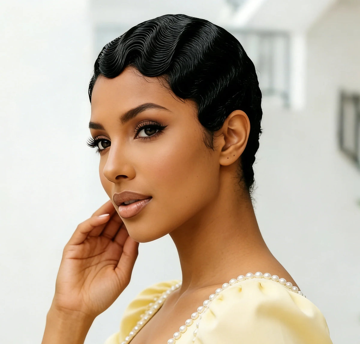 13X4 Lace Front Wig Brazilian Human Hair Finger Wave Short Pixie Cut Wig for Women 180% Density - MERGE.DAY.1.FREESTYLE