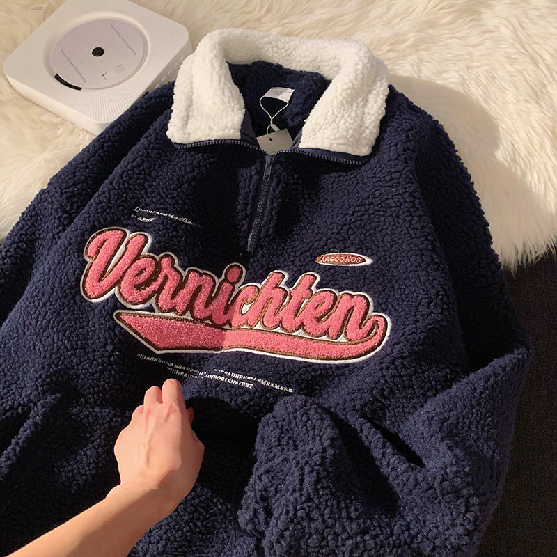 Vintage Punk Sweatshirts Casual V-neck Long Sleeve Letter Embroidery Hoodie - MERGE.DAY.1.FREESTYLE