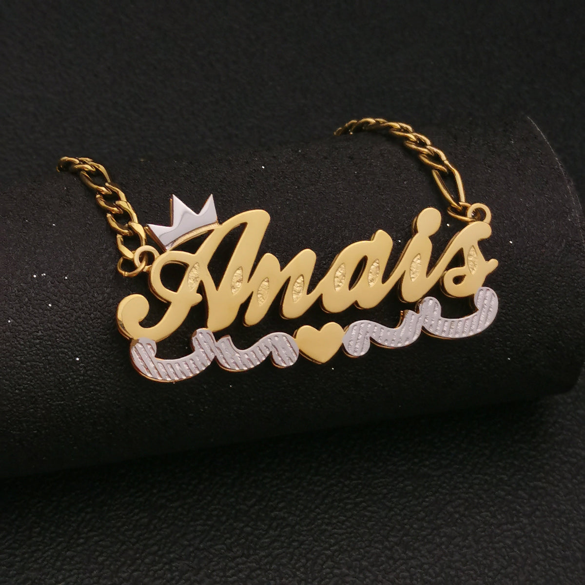 3D Double Plate Custom Nameplate Necklace Gold Plate Pendant Personalized Name Necklace - MERGE.DAY.1.FREESTYLE