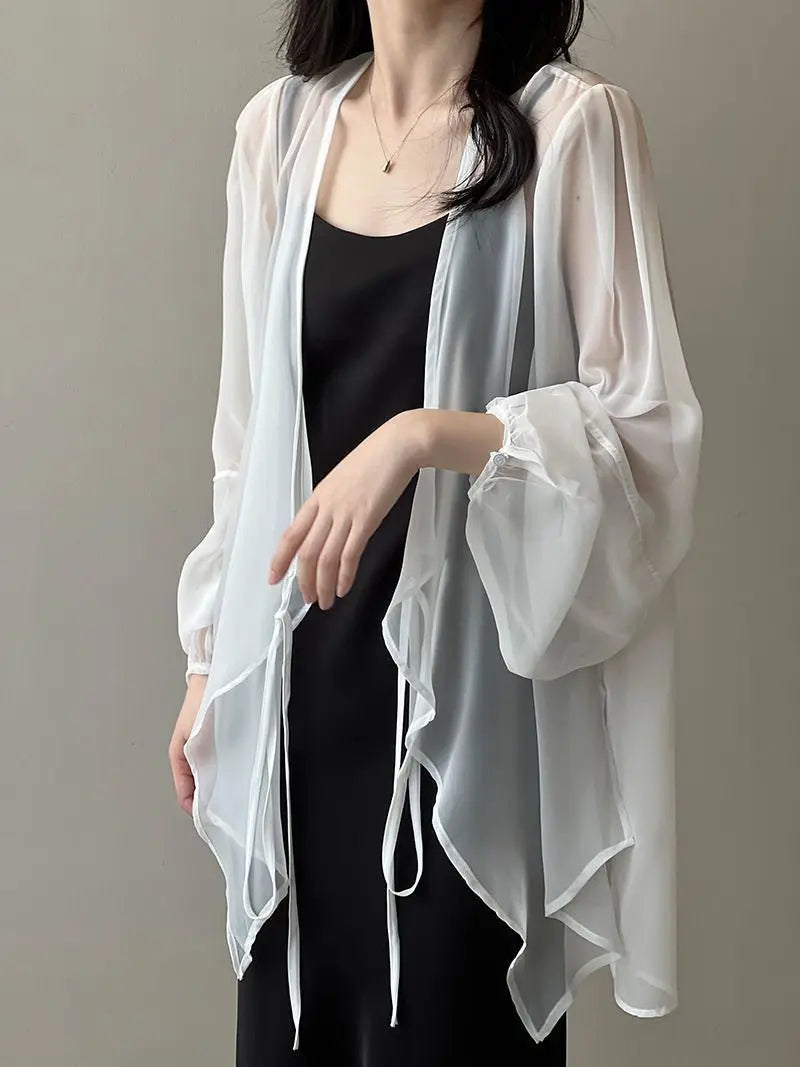 Women High Street Casual Lacing Button Cardigan Elegant All-match Top - MERGE.DAY.1.FREESTYLE