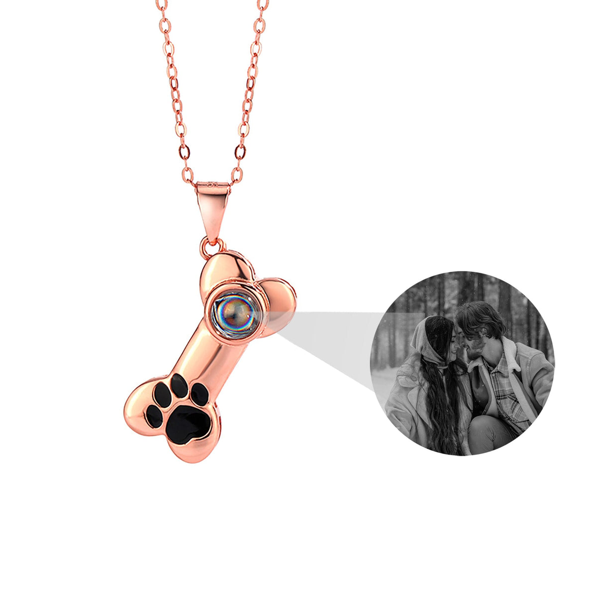 Customizable Photo Dog Bone Necklace Silver Shiny Dog Bone Chain Necklace - MERGE.DAY.1.FREESTYLE