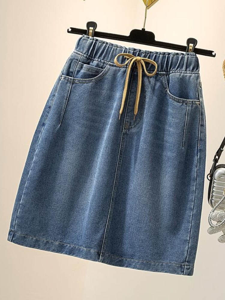 Spring Summer Denim Skirts Women Fashion Elastic Waist Lace-up Jeans - MERGE.DAY.1.FREESTYLE
