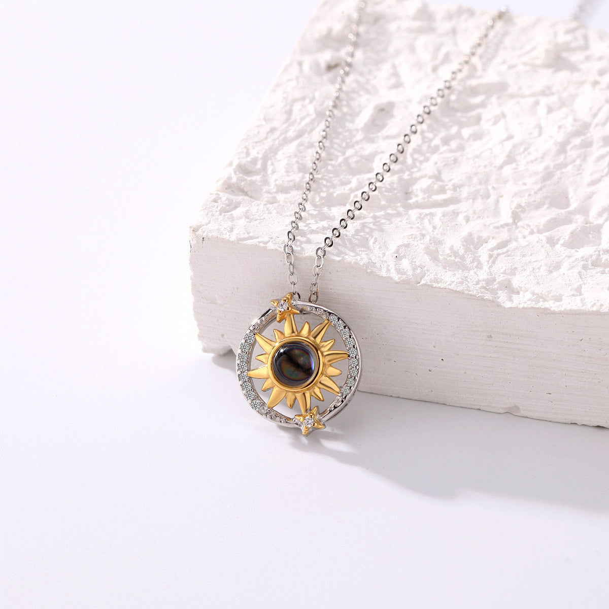 Customizable photo sunflower Projection Necklace Pendant Jewelry - MERGE.DAY.1.FREESTYLE