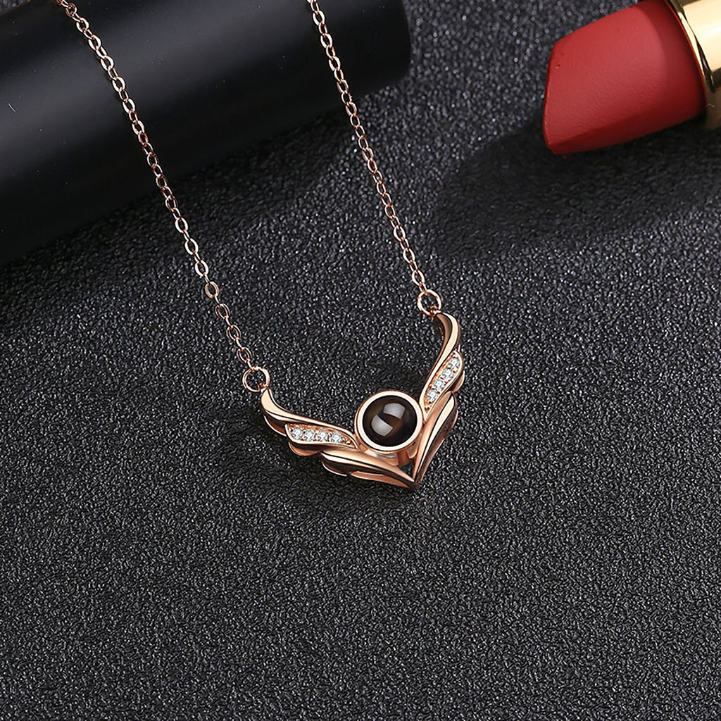 Angel wings with customizable photosProjection Necklace Pendant Jewelry - MERGE.DAY.1.FREESTYLE