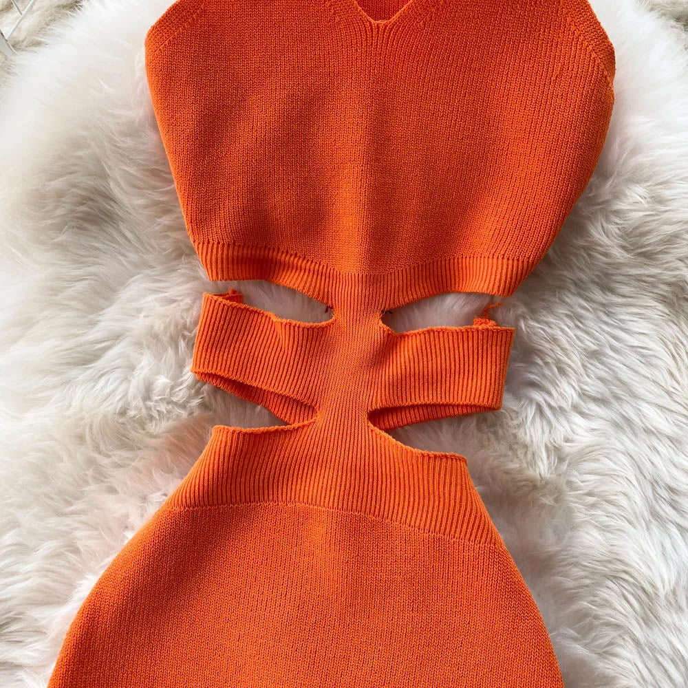 Dress Sexy Cut Out Waist Package Hips Split Bodycon Dress Vestidos Sundress - MERGE.DAY.1.FREESTYLE