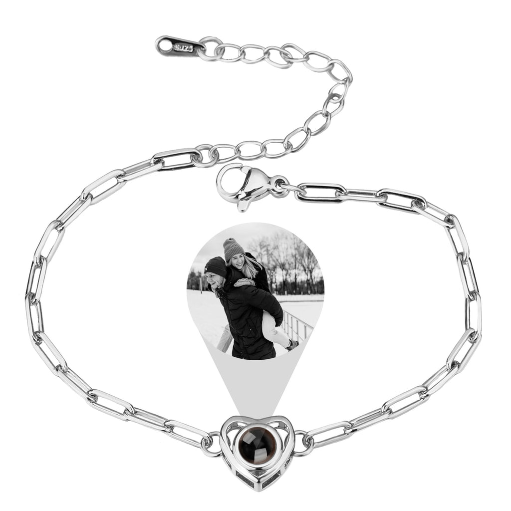Customizable photo Projection Photo Bracelet-Heart Pendant Memorial Bracelet - MERGE.DAY.1.FREESTYLE