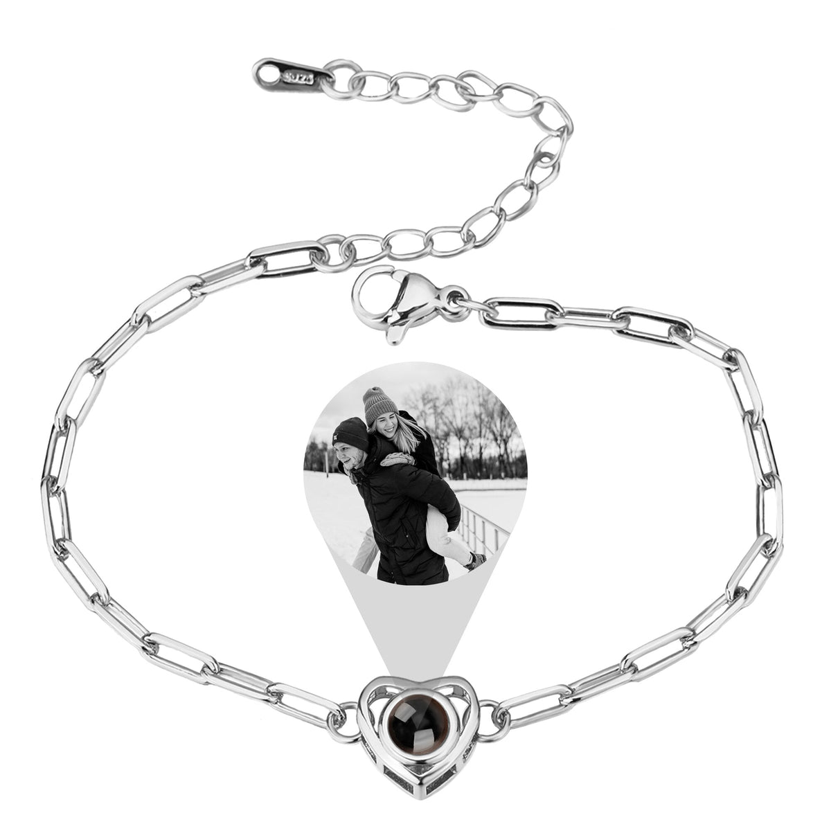 Customizable photo Projection Photo Bracelet-Heart Pendant Memorial Bracelet - MERGE.DAY.1.FREESTYLE