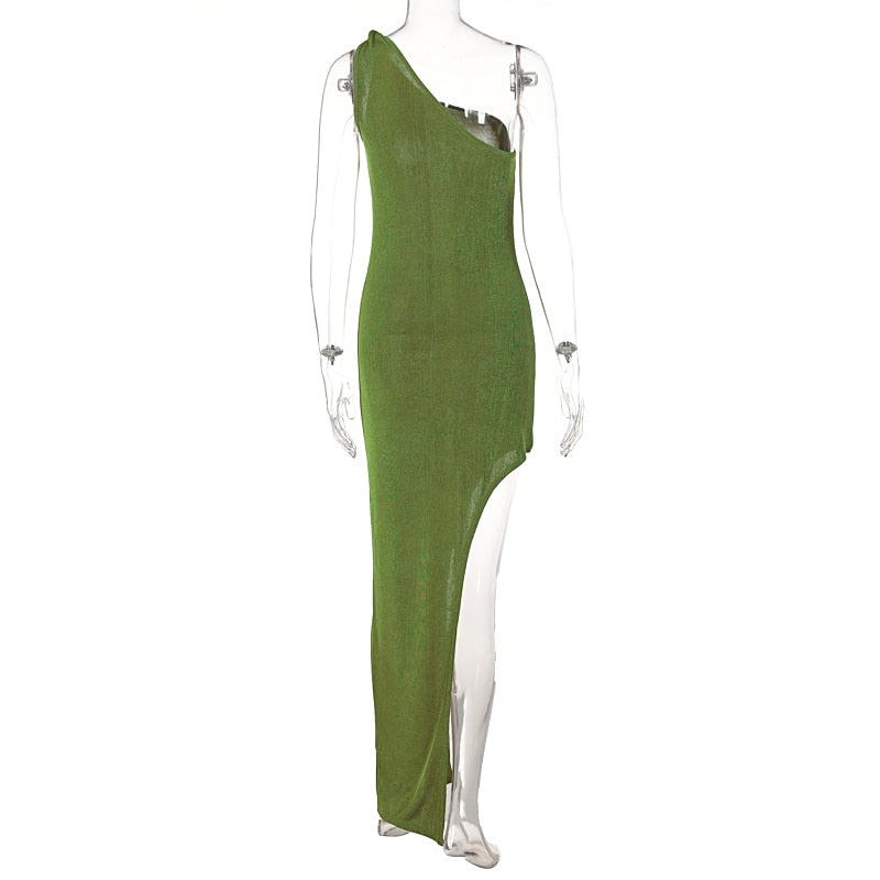 Bodycon One Shoulder Backless Sleeveless Maxi Slit Prom Dress - MERGE.DAY.1.FREESTYLE