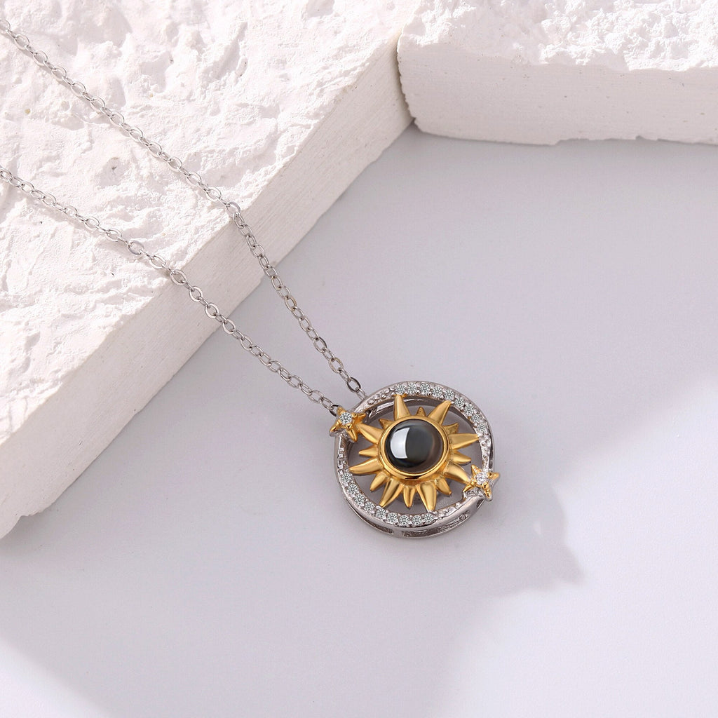 Customizable photo sunflower Projection Necklace Pendant Jewelry - MERGE.DAY.1.FREESTYLE