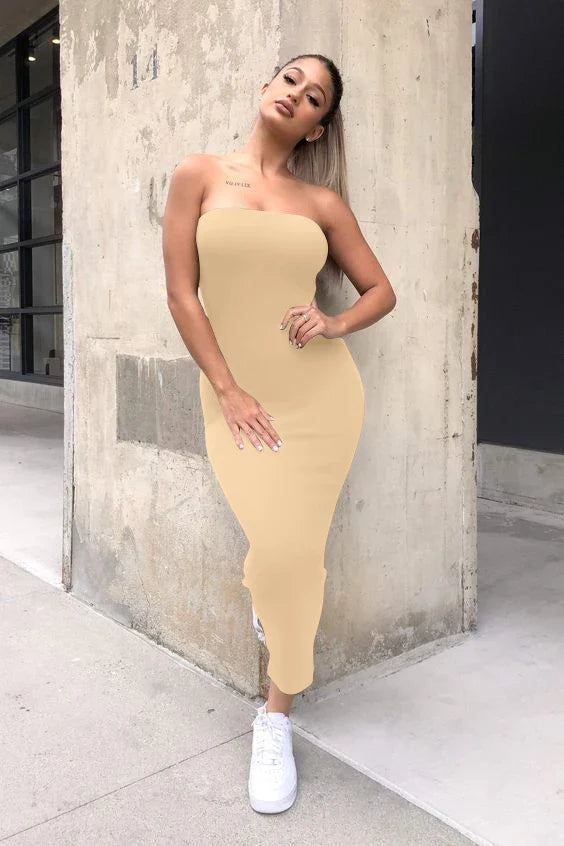 summer women's sexy sleeveless chest wrapped Long Beach Dress - MERGE.DAY.1.FREESTYLE