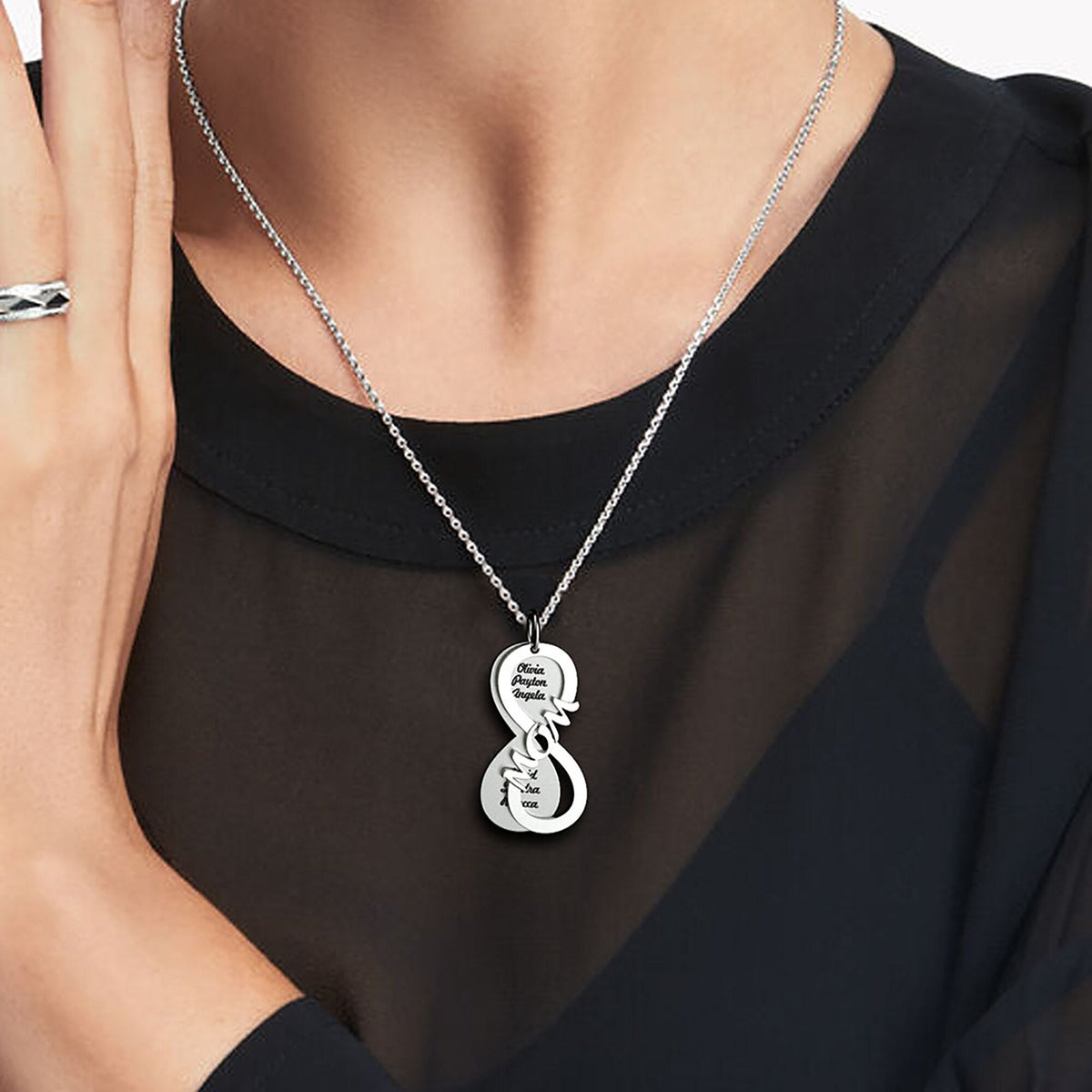 Personalized MOM Name Necklace Rotate Double Layer Pendant Best Gifts - MERGE.DAY.1.FREESTYLE
