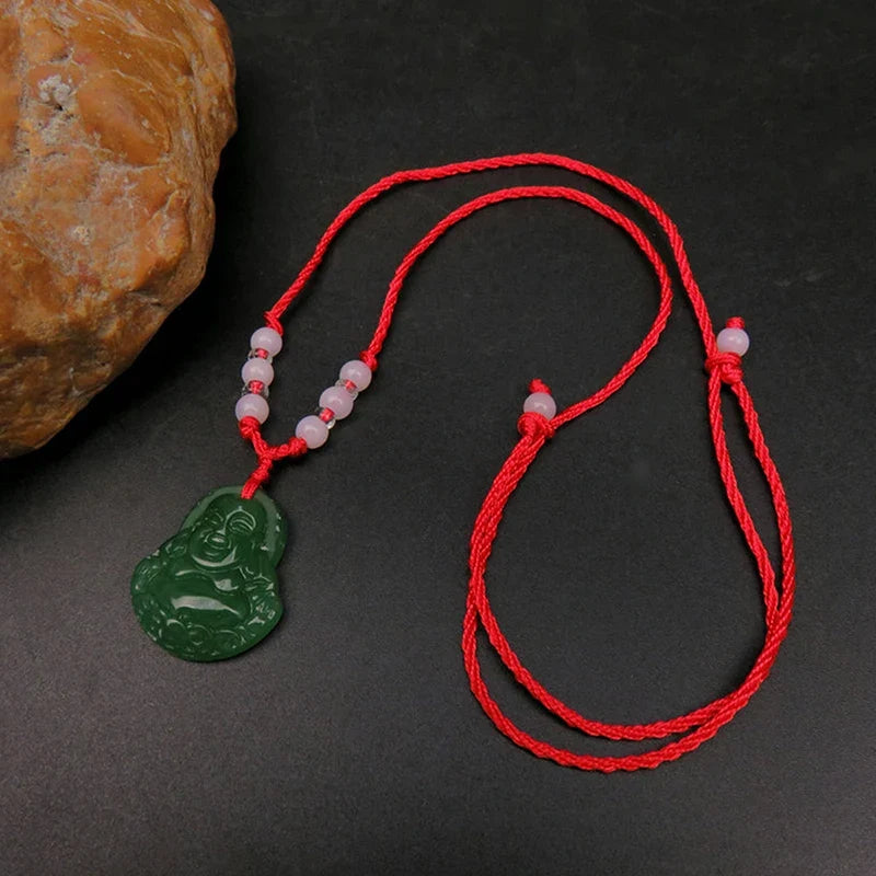 Buddhist Woven Necklace Lotus Guanyin jade Buddha Pendant Long Life Lock Pendant Lucky Necklace - MERGE.DAY.1.FREESTYLE