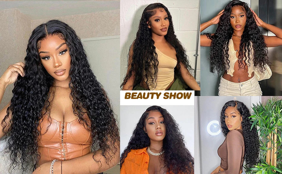 Malaysian Water Wave Wigs 13x6 HD Transparent Lace Front Human Hair Wigs Wear and Go Glueless Lace Frontal Wigs Deep Curly Wigs - MERGE.DAY.1.FREESTYLE