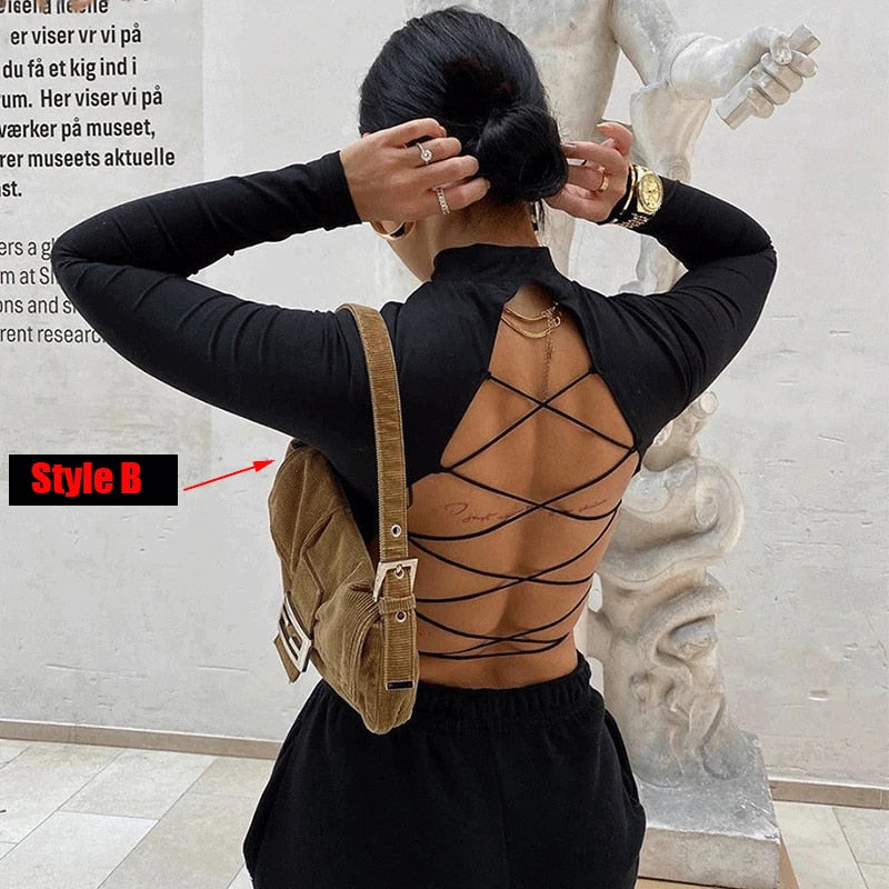 Sexy Hollow Knit Top Sweater Women Party Navel Slim Ribbed Summer Lady Shirts - MERGE.DAY.1.FREESTYLE