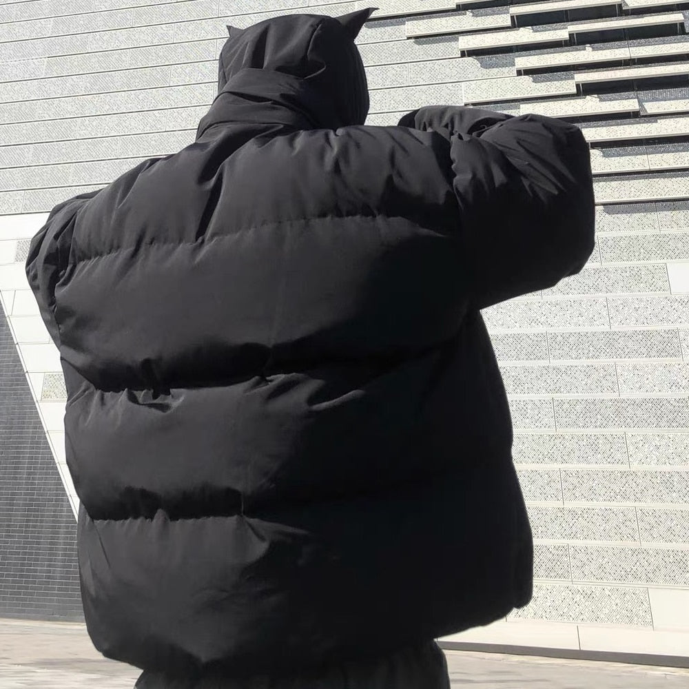 Embroidered Skull Jacket Streetwear Little Devil Designer Hood Padded Jacket Coat - MERGE.DAY.1.FREESTYLE