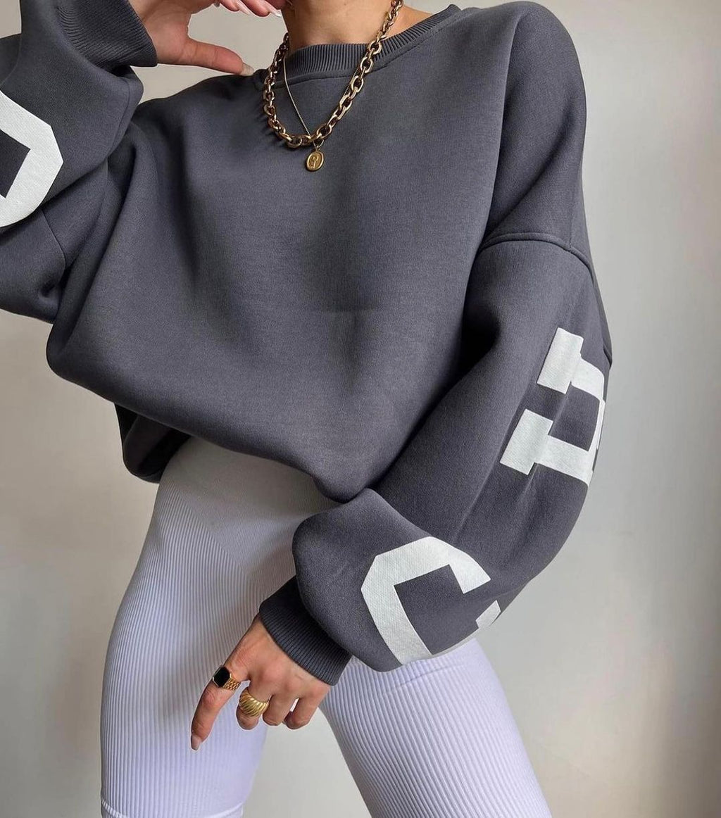 Casual Letters Print Sweatshirt Women Long Sleeve Loose Hoodies Y2k Streetwear - MERGE.DAY.1.FREESTYLE